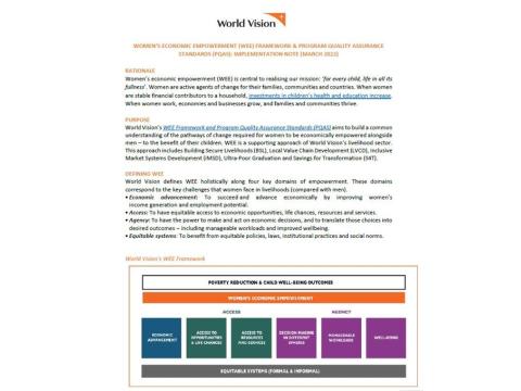 WEE PQAS and Framework Implementation Note